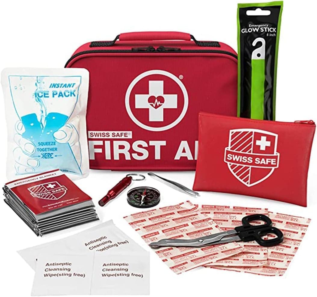 Swiss Safe 2-in-1 First Aid Kit (120 Piece + Bonus 32-Piece Mini Kit)