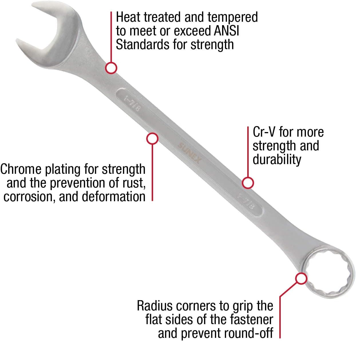 Sunex Tools Sunex 97010A SAE Raised Panel Jumbo Combination Wrench Set