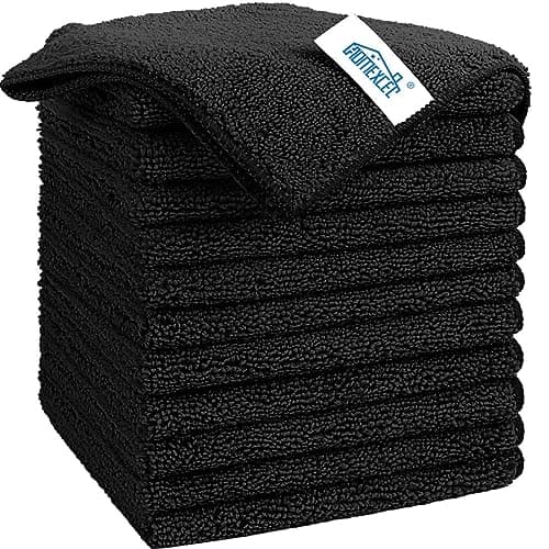 HOMEXCEL Black Microfiber Cleaning Cloth (12-Pack)