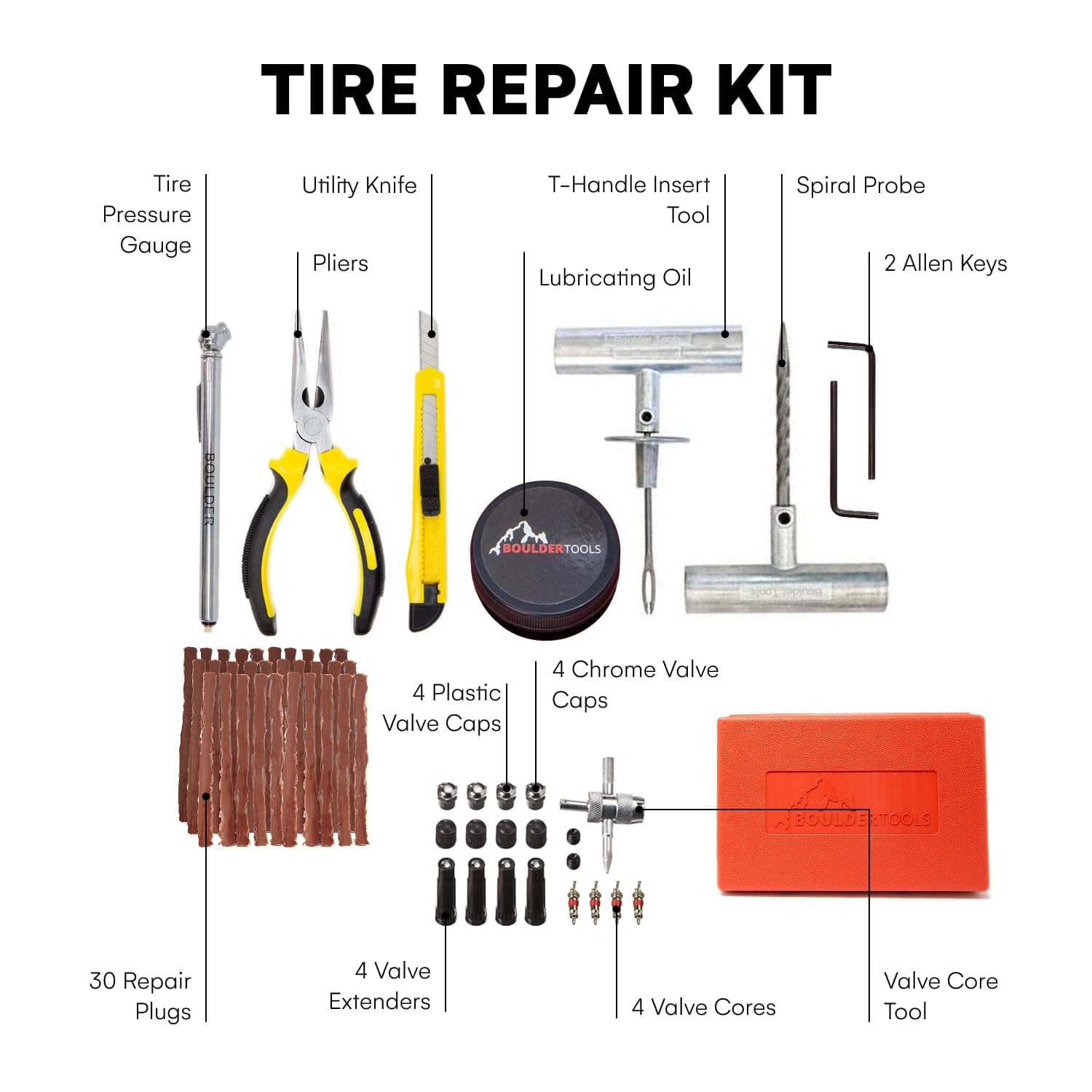 Boulder Tools Heavy Duty Tire Repair Kit