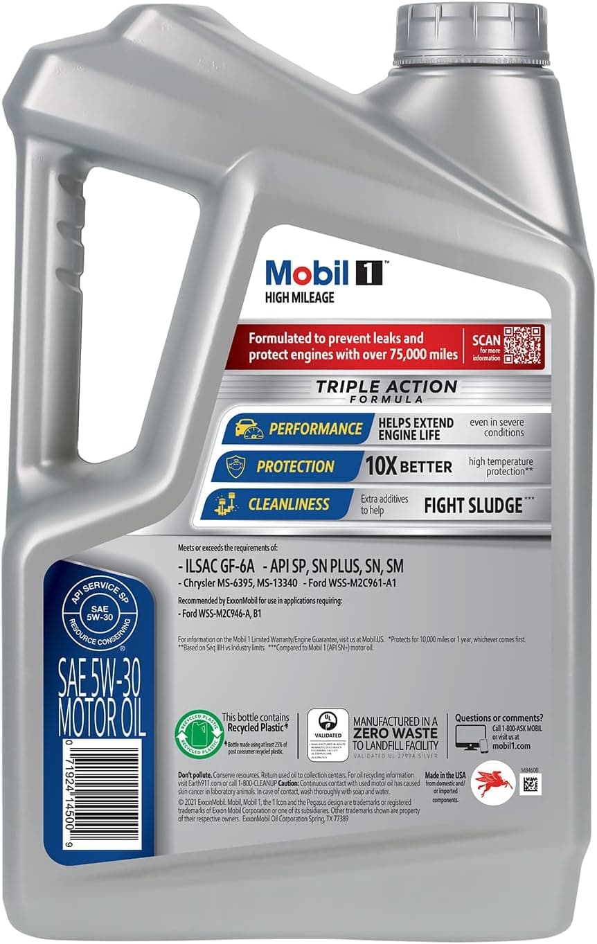 Mobil 1 High Mileage Full Synthetic Motor Oil 5W-30