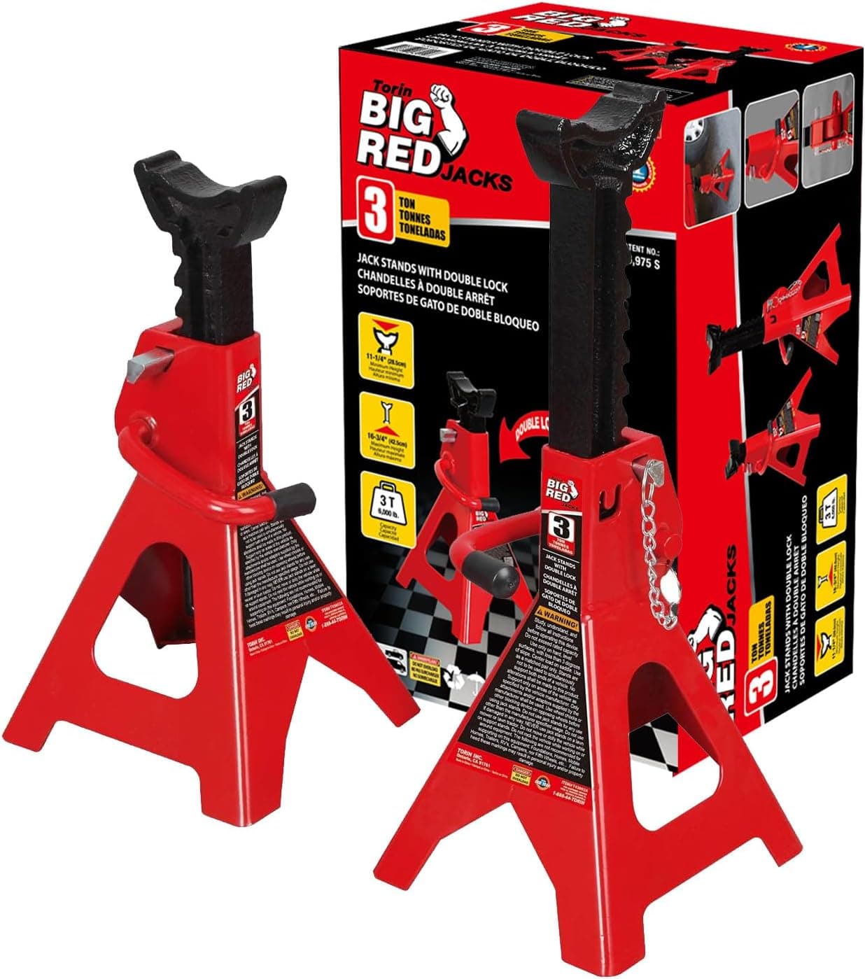 Torin (BIG RED) BIG RED T43002A 3-Ton Double Locking Jack Stands