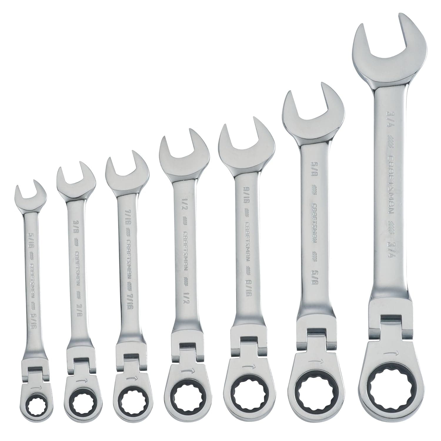 CRAFTSMAN CMMT87010 7-Piece SAE Flex Reversible 72-Tooth Ratchet Wrench Set
