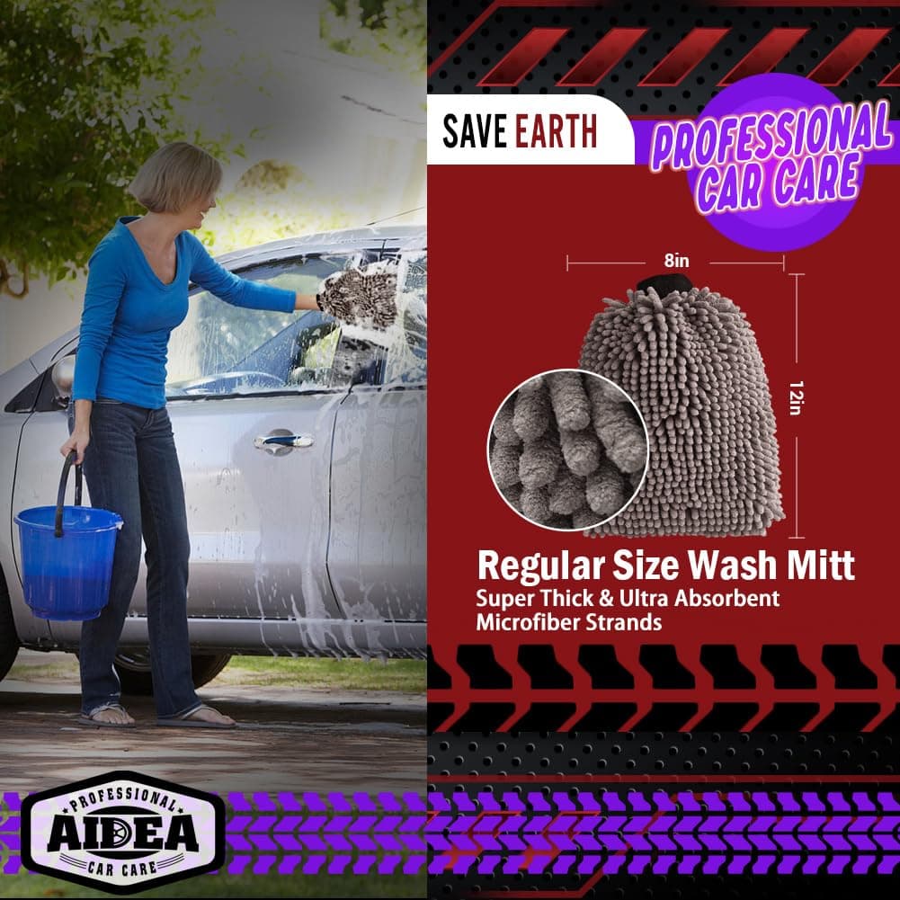 AIDEA Chenille Microfiber Car Wash Mitt 2-Pack