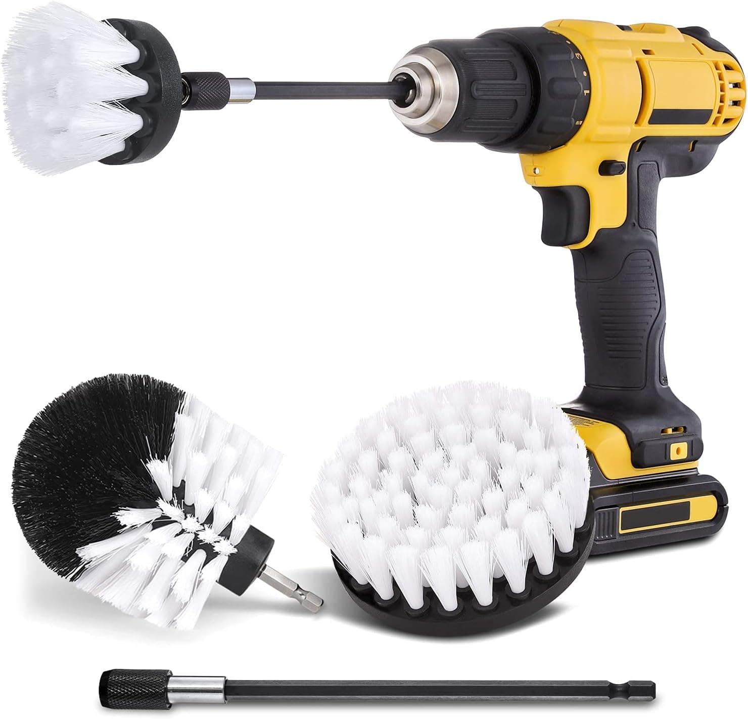 Hiware 4 Pcs Drill Brush Car Detailing Kit with Extend Attachment