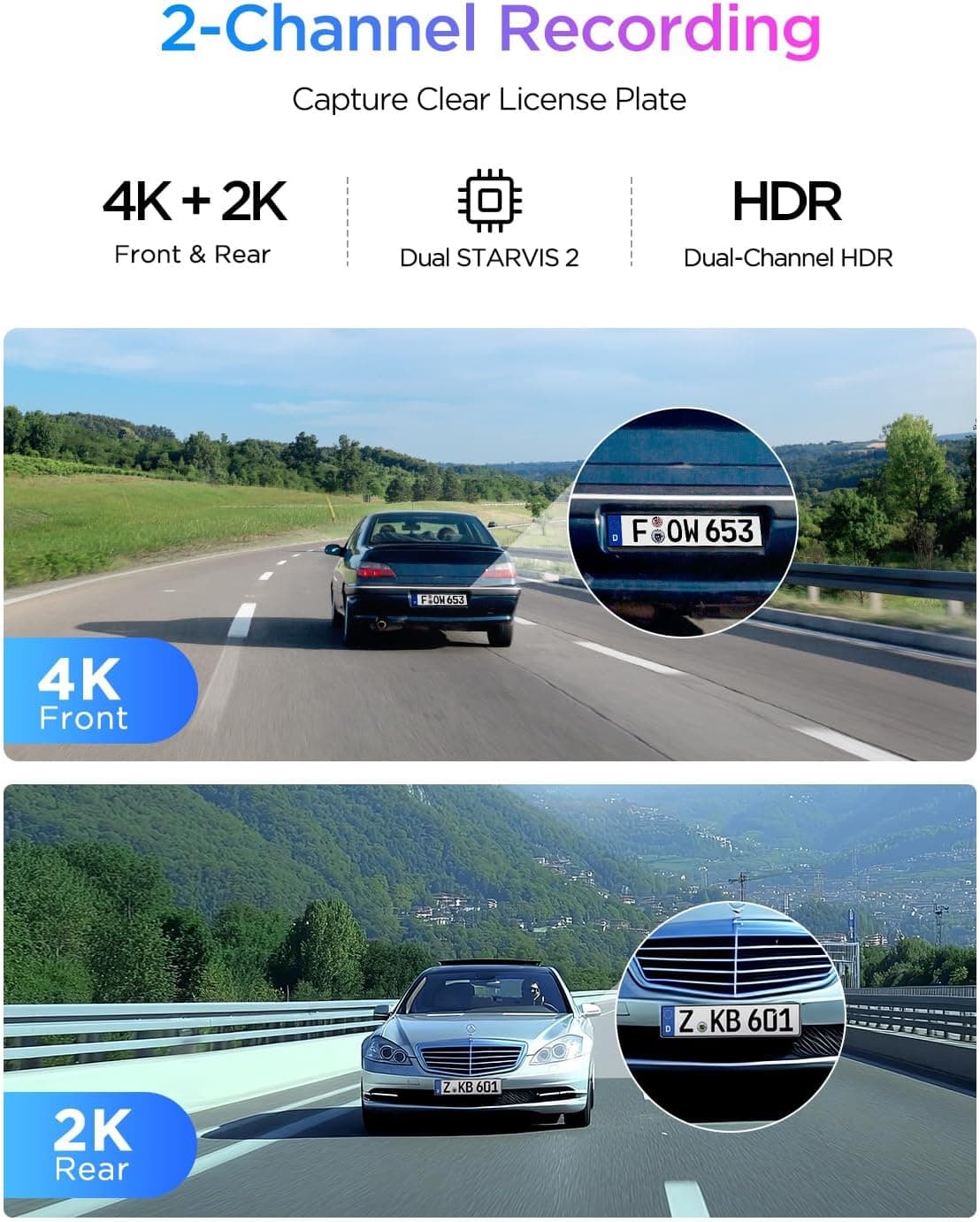 VIOFO A329S 4K 60FPS Dash Cam Front and Rear