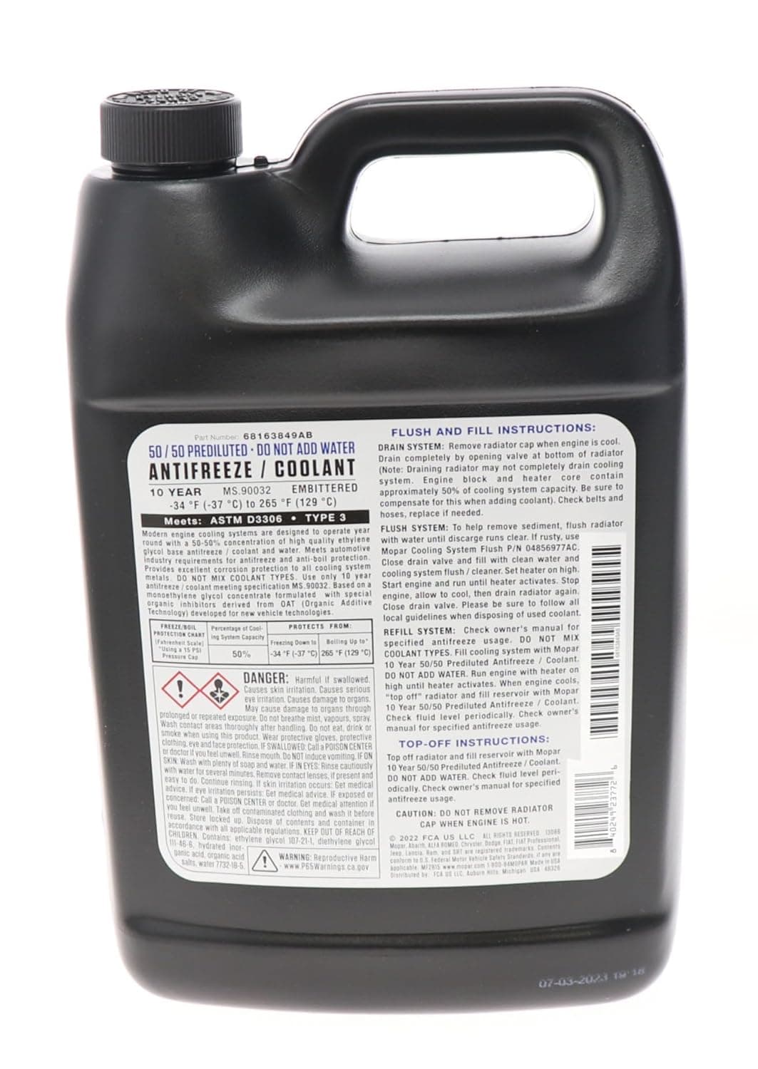 Mopar OAT 10 Year/150,000 Mile Coolant 50/50 Premixed