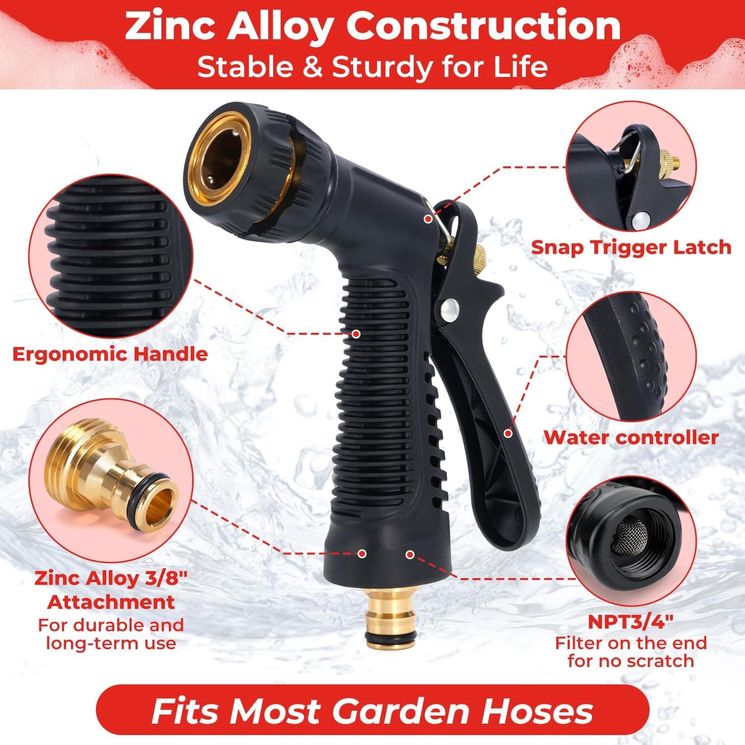 Ohuhu Car Wash Foam Gun for Garden Hose