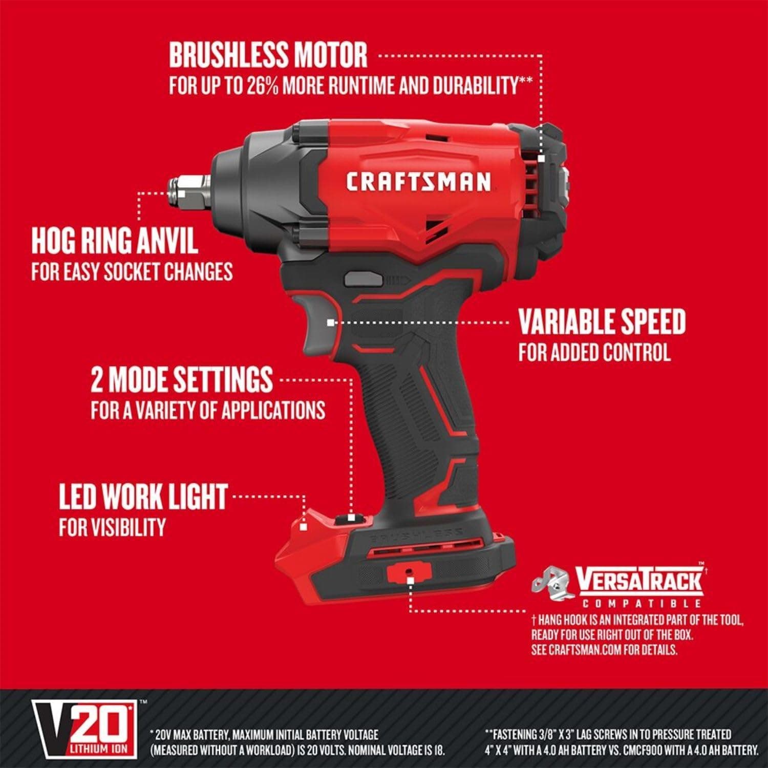 CRAFTSMAN CRAFTSMAN V20 CMCF920B ½" Cordless Impact Wrench