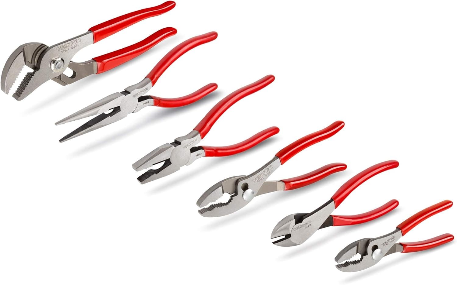 Tekton Pliers Set, 6-Piece (Slip Joint, Groove Joint, Cutting, Lineman's, Long Nose)