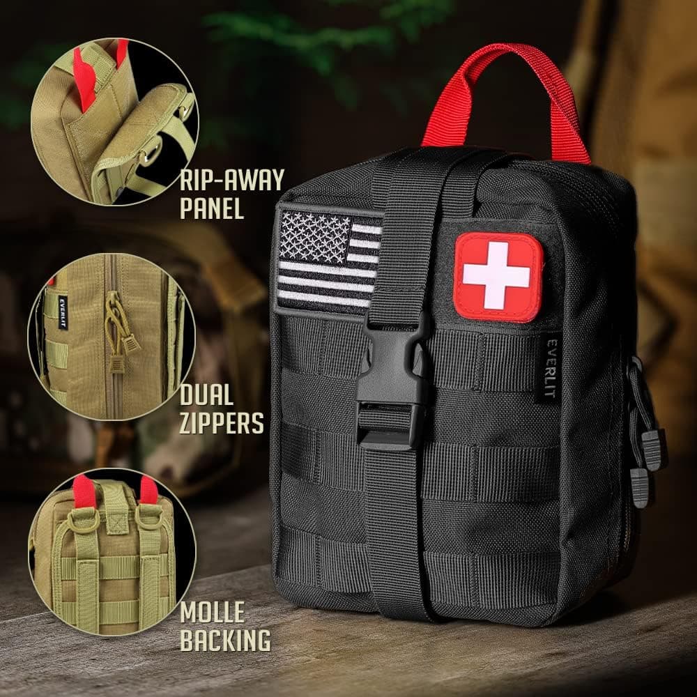 Everlit 250 Pieces Survival First Aid Kit IFAK EMT Molle Pouch