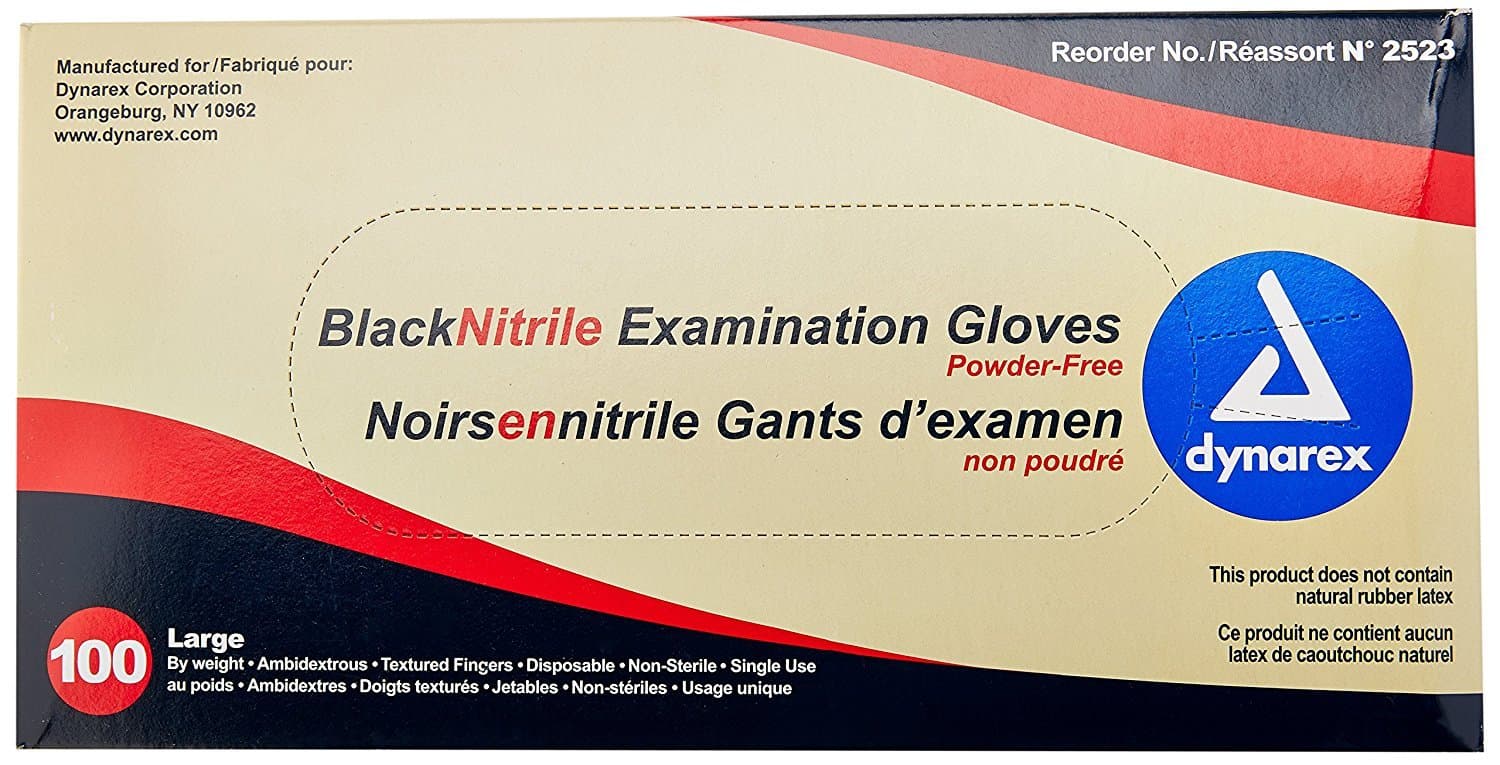Dynarex Safe-Touch Black Nitrile Exam Gloves