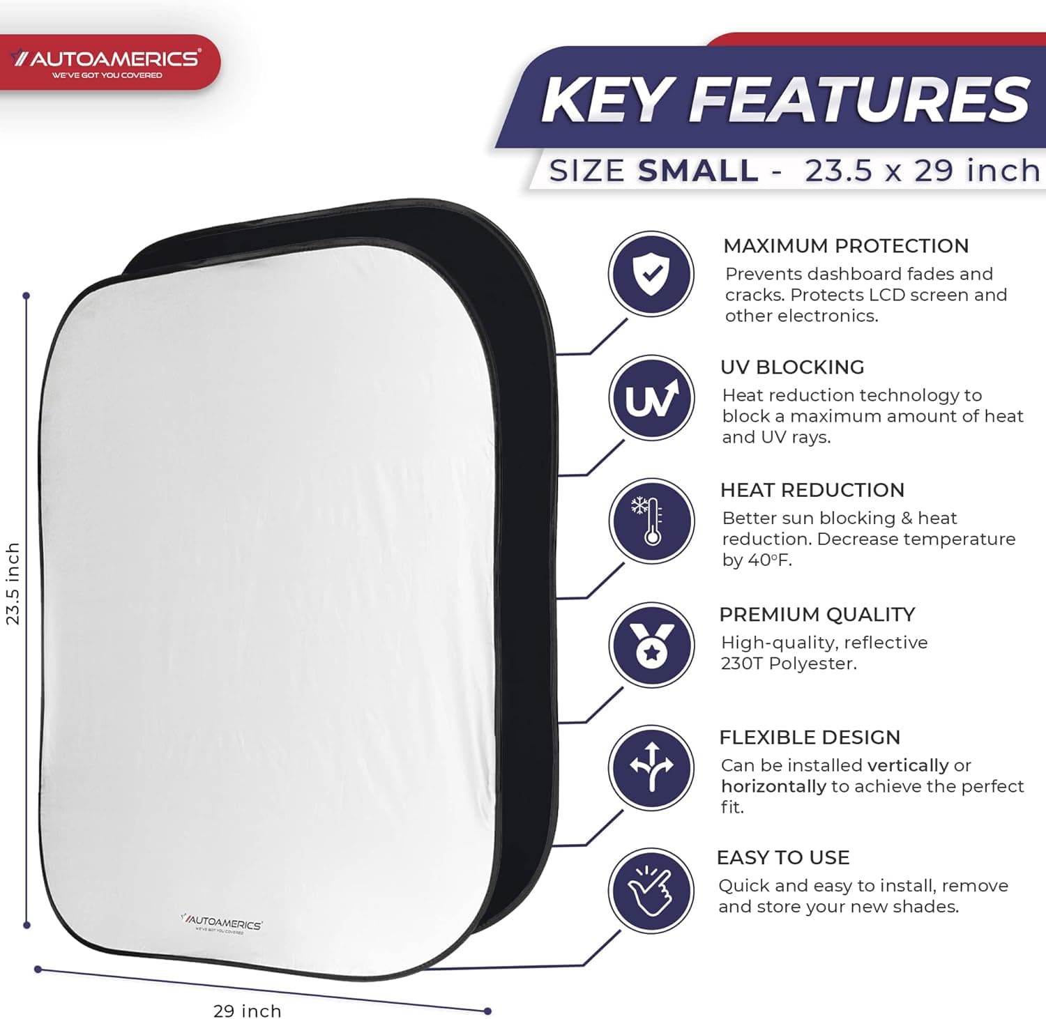 Autoamerics 2-Piece Windshield Sun Shade