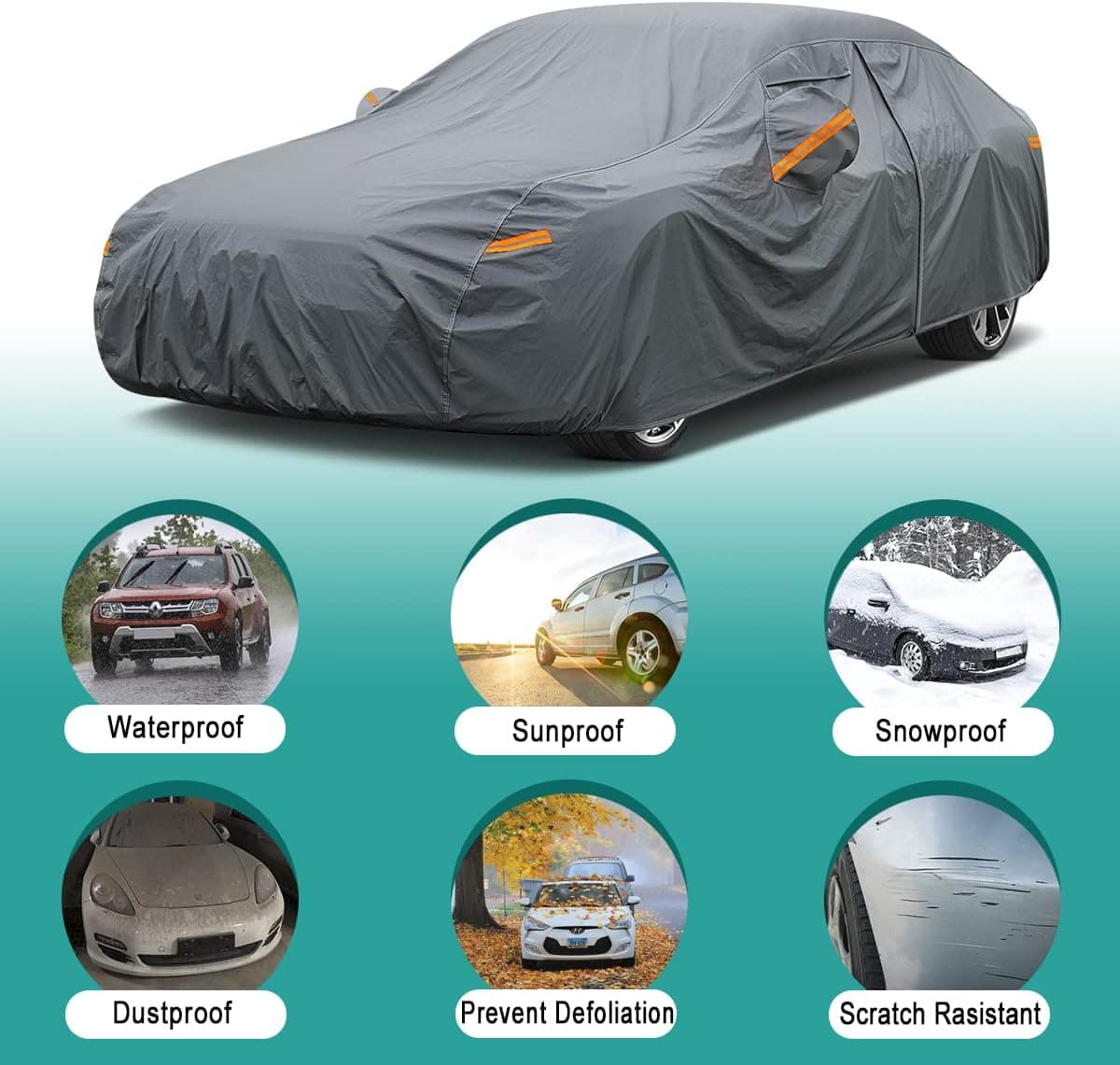 GUNHYI 16 Layers Car Cover — Sedan 178–185 in