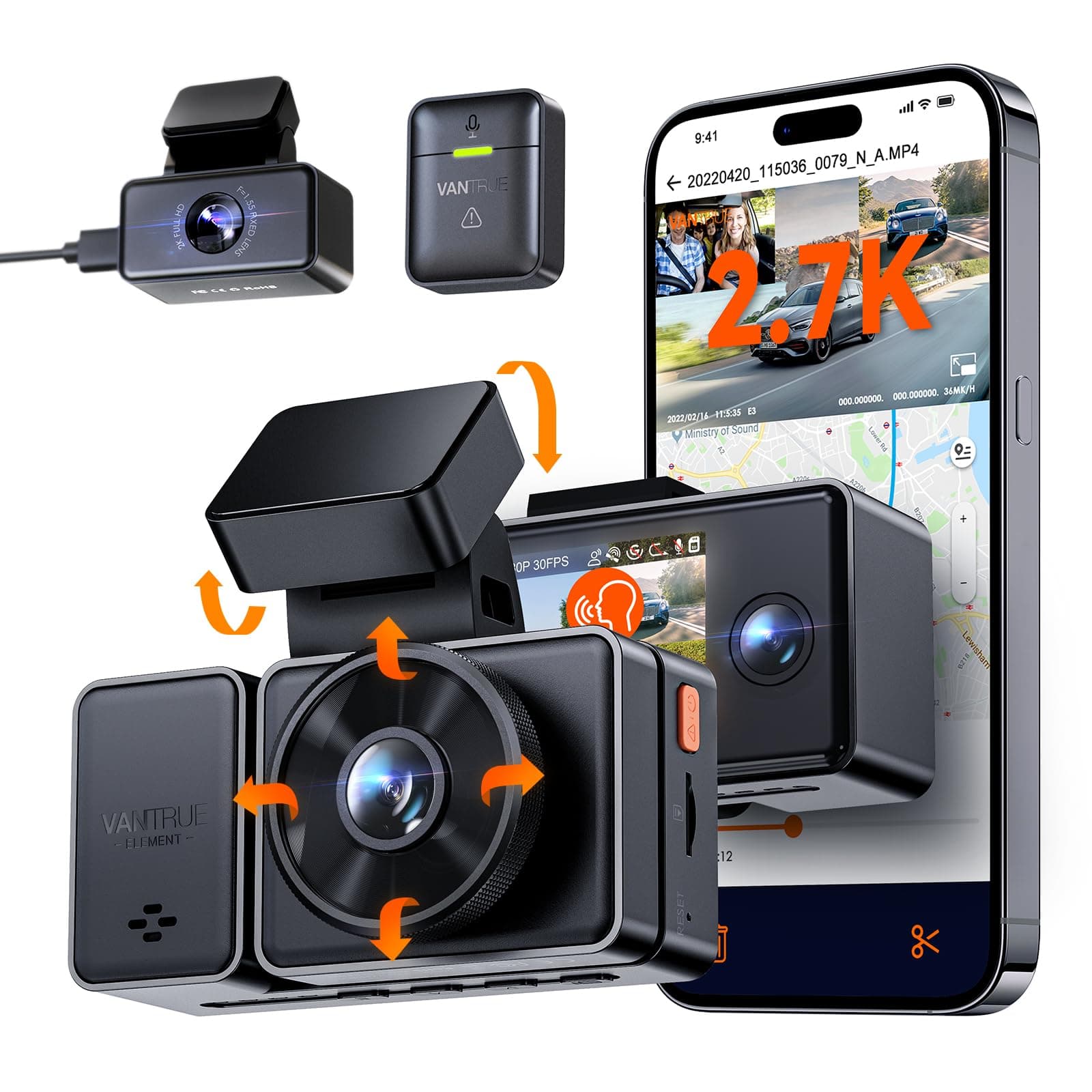 Vantrue E3 3-Channel Dash Cam