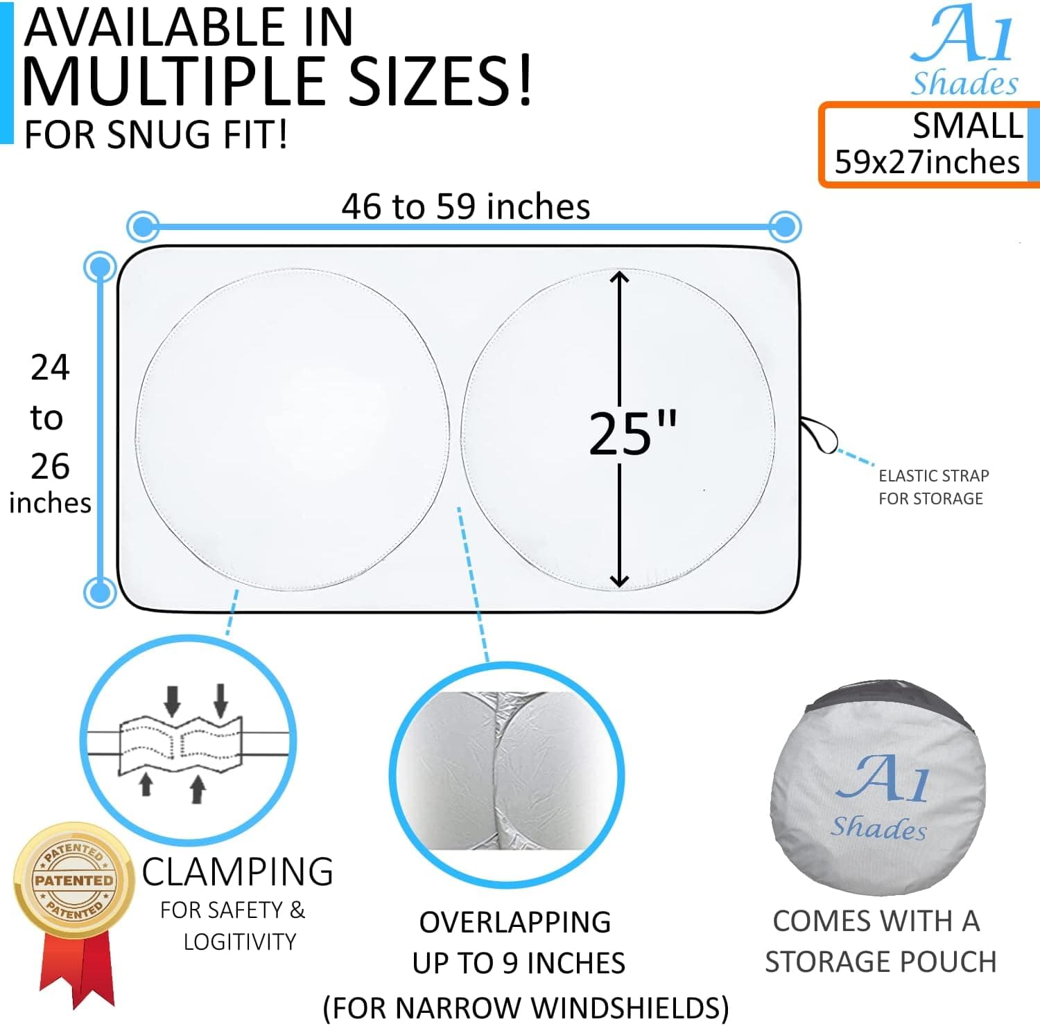 A1 Shades Windshield Sun Shade with Storage Pouch