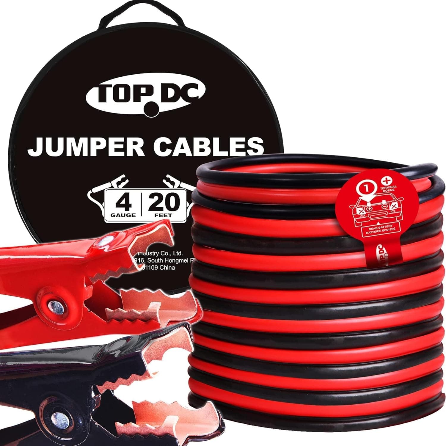 TOPDC 4 Gauge 20 Feet Jumper Cables