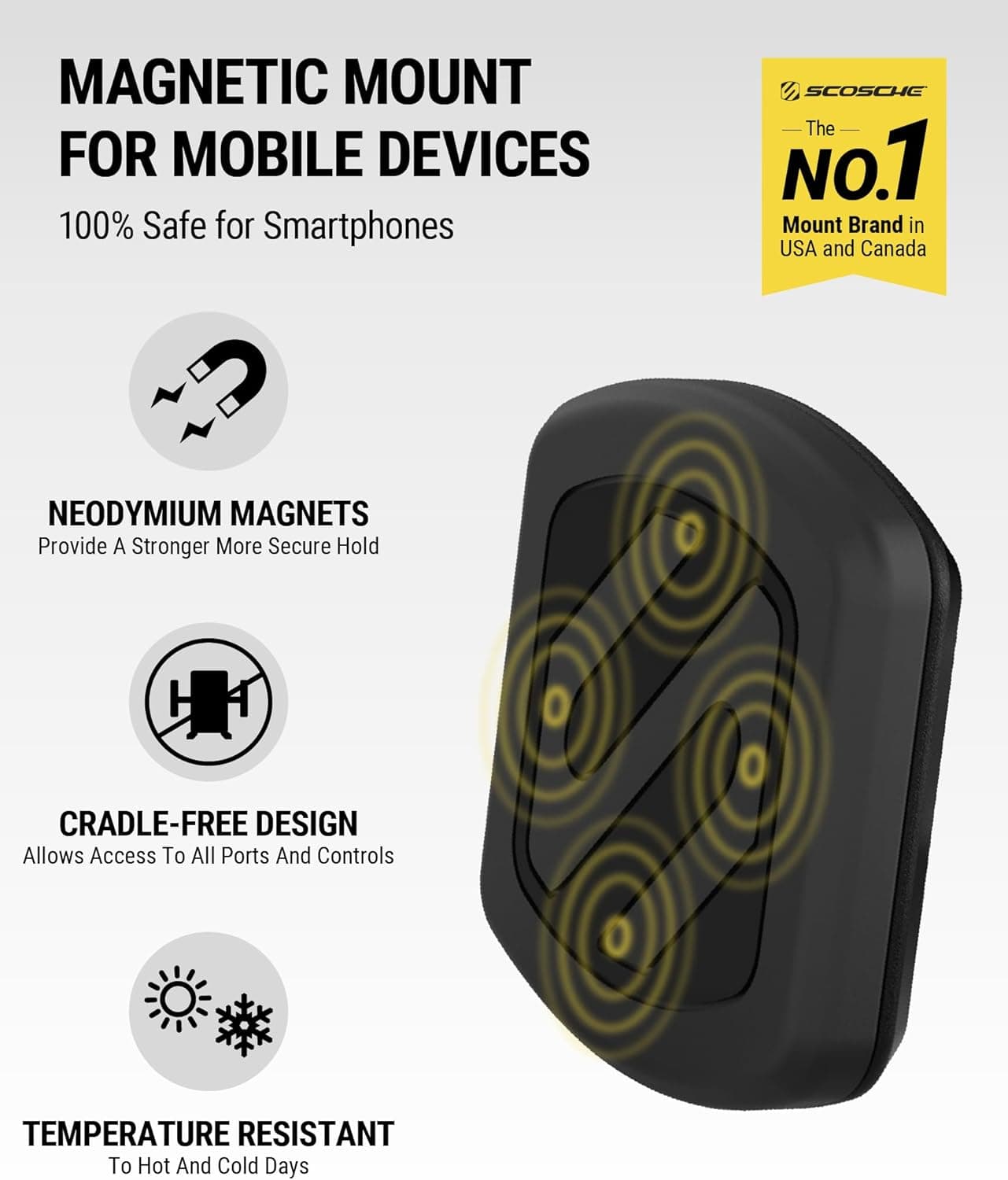 Scosche MagicMount Magnetic Phone Mount for Car, Dashboard Cell Phone Holder
