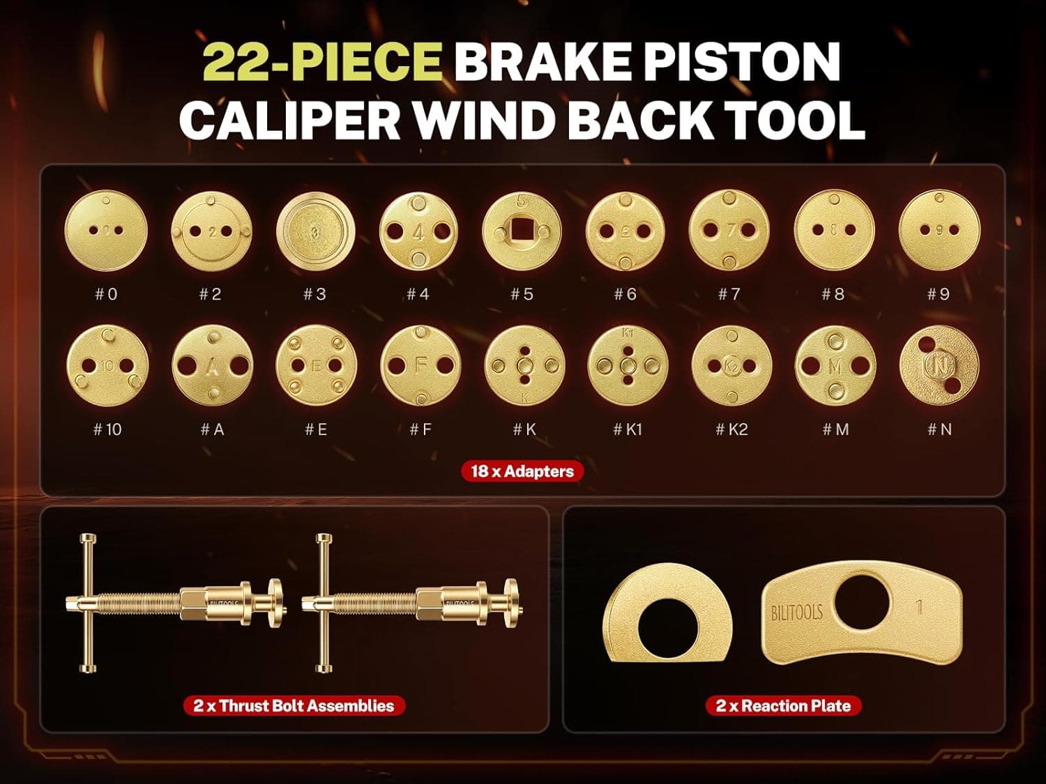 BILITOOLS Brake Caliper Compression Tool, 22-Piece