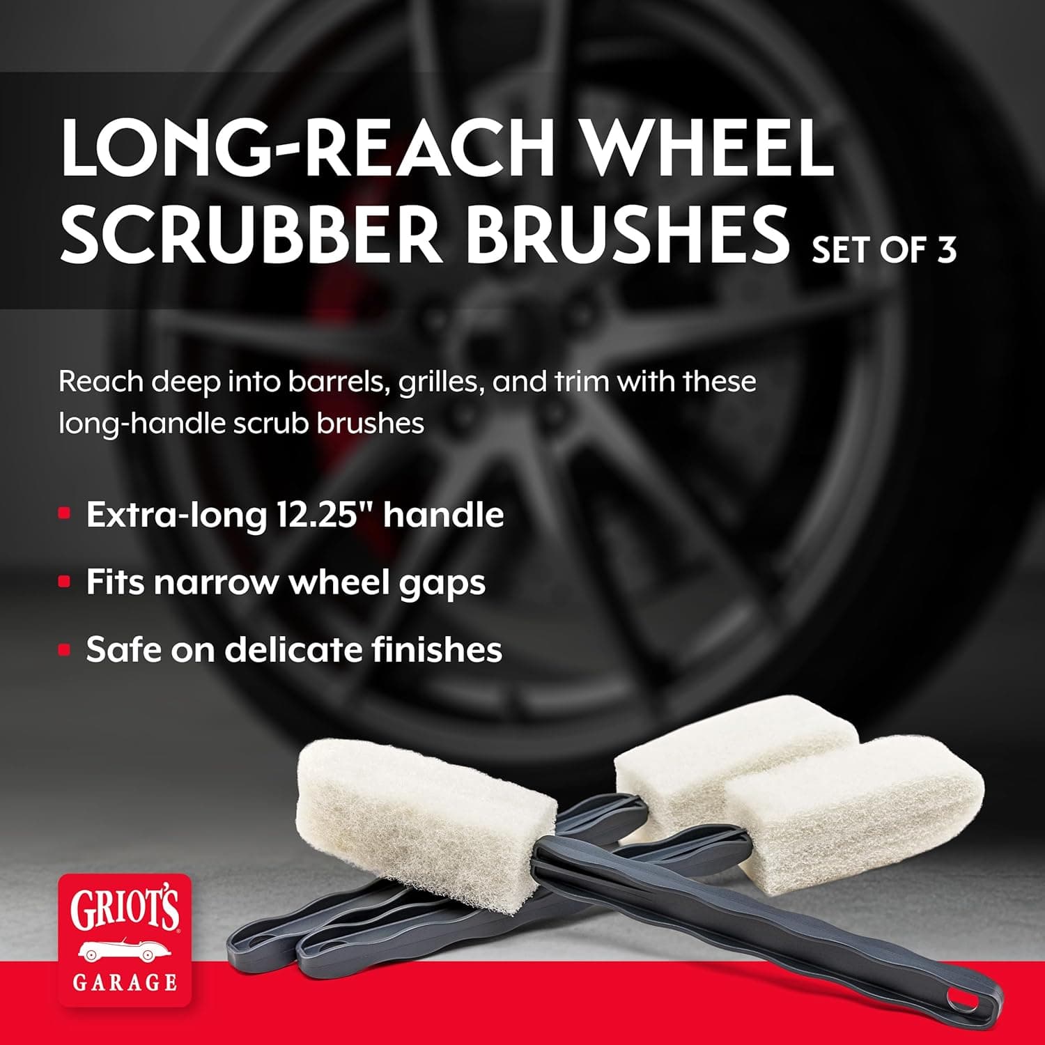 Griot's Garage Long-Reach Wheel Scrubber Brushes (Set of 3)