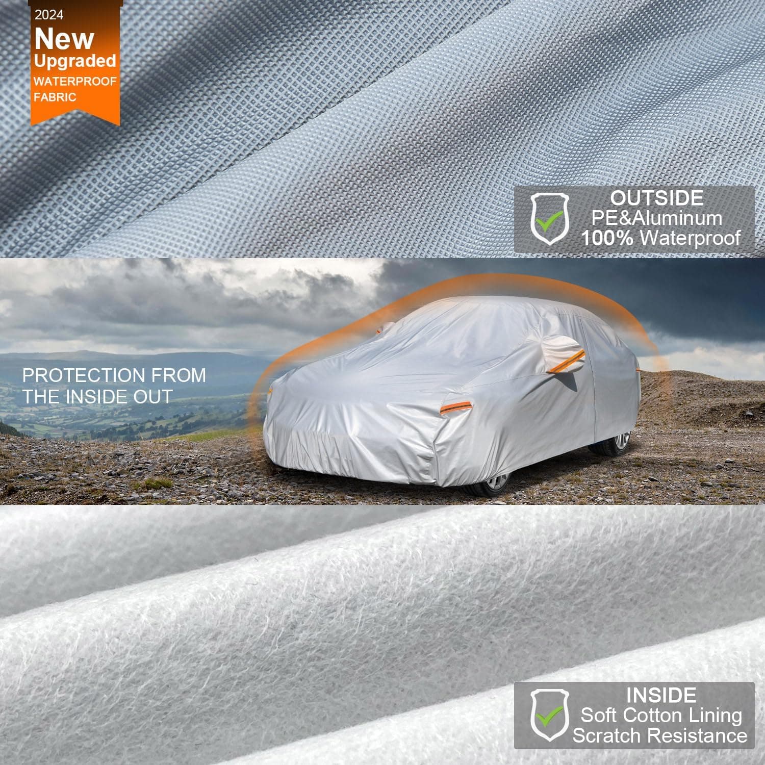 Kayme 6 Layers Car Cover, A2 3XL Sedan (186"–193")