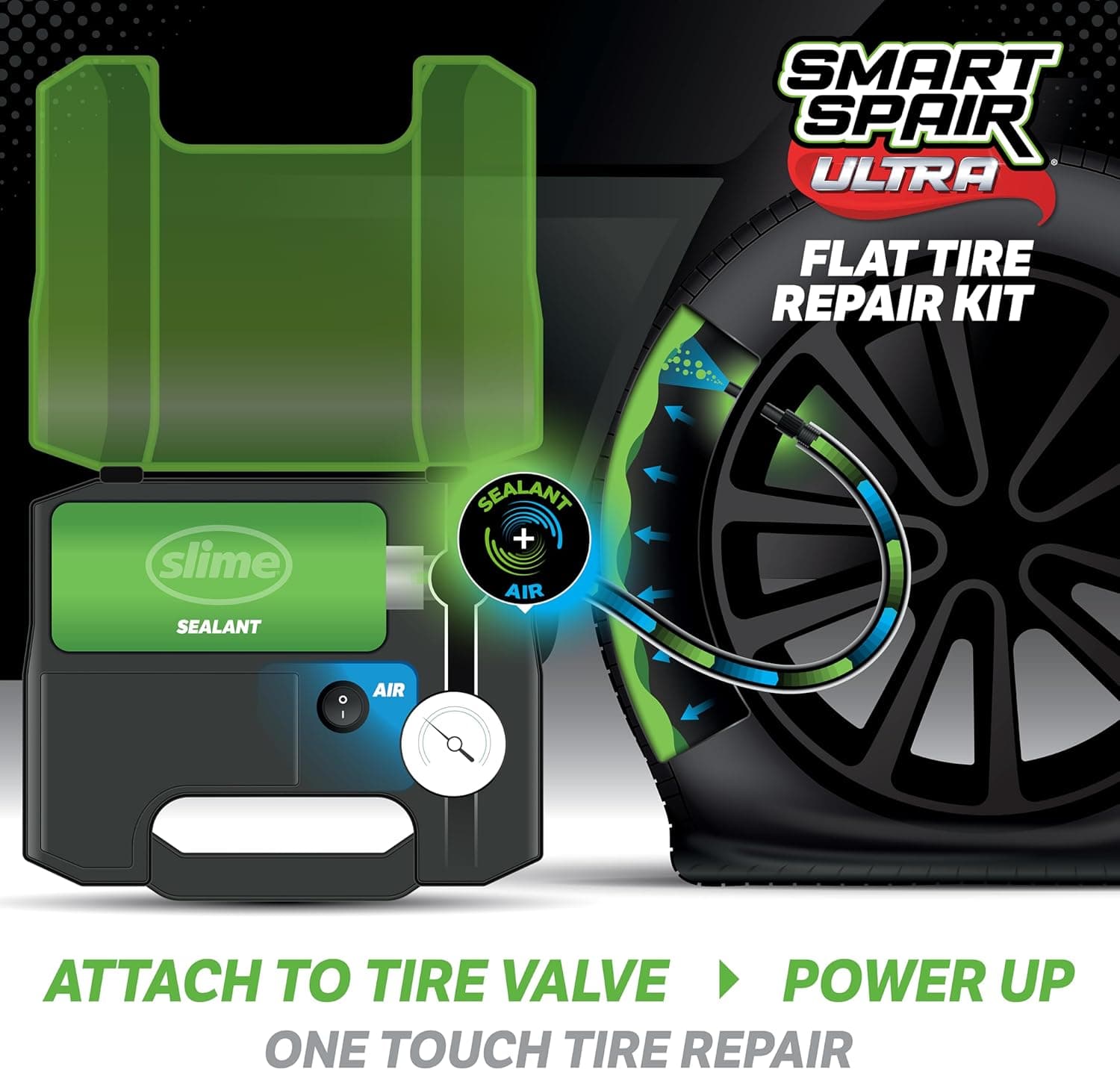 Slime 50158 Smart Spair Ultra Flat Tire Repair Kit