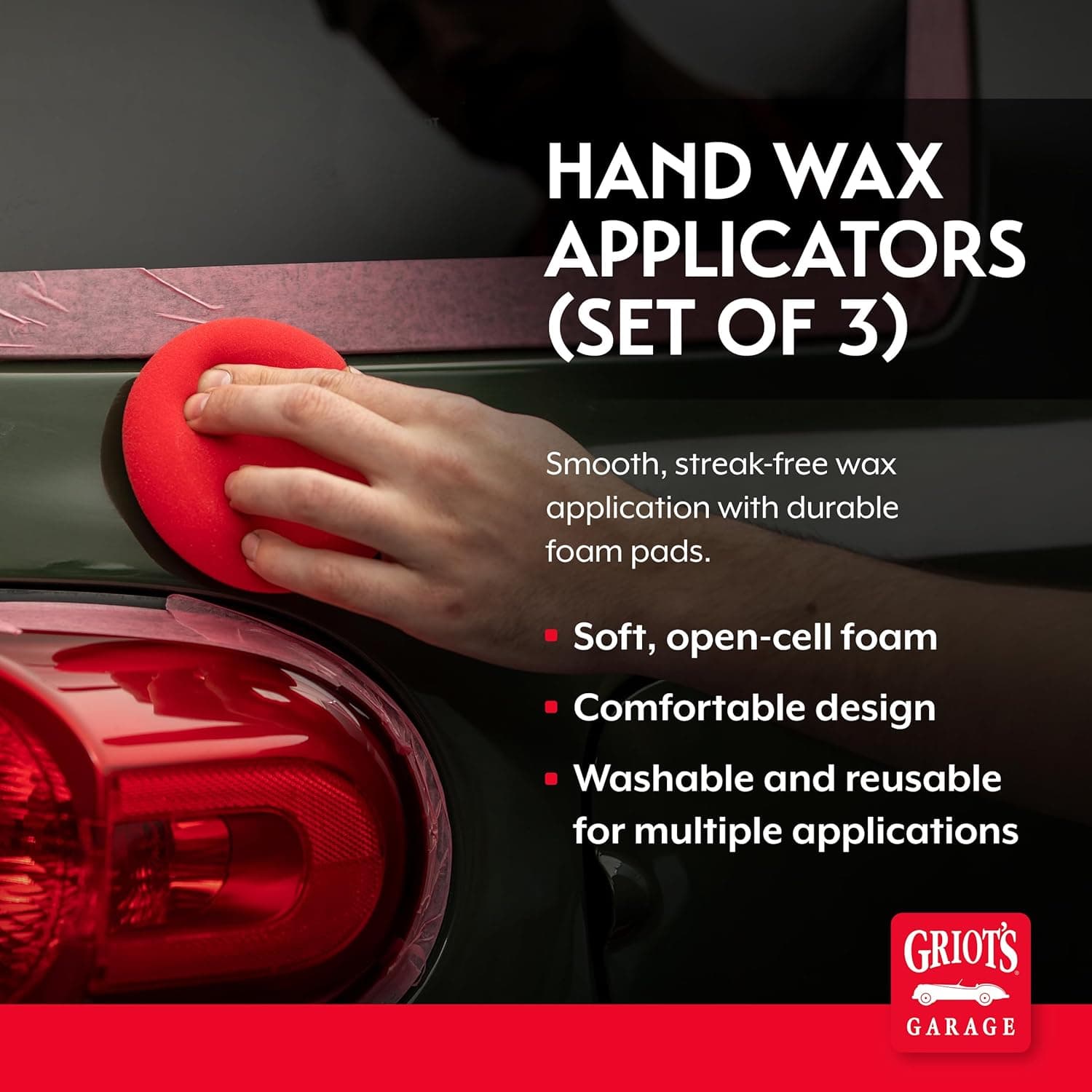 Griot's Garage Red Hand Wax Applicator (Set of 3, 10627)