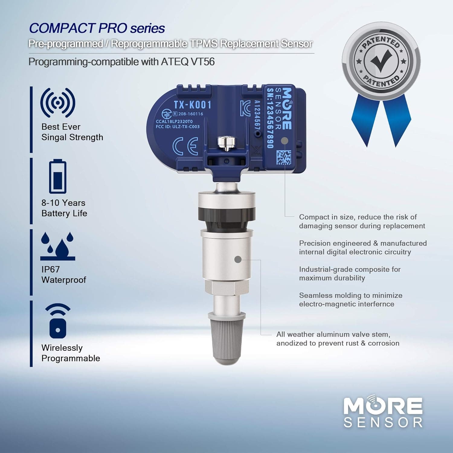 MORESENSOR Compact PRO Series 315MHz TPMS Sensor (4-Pack)
