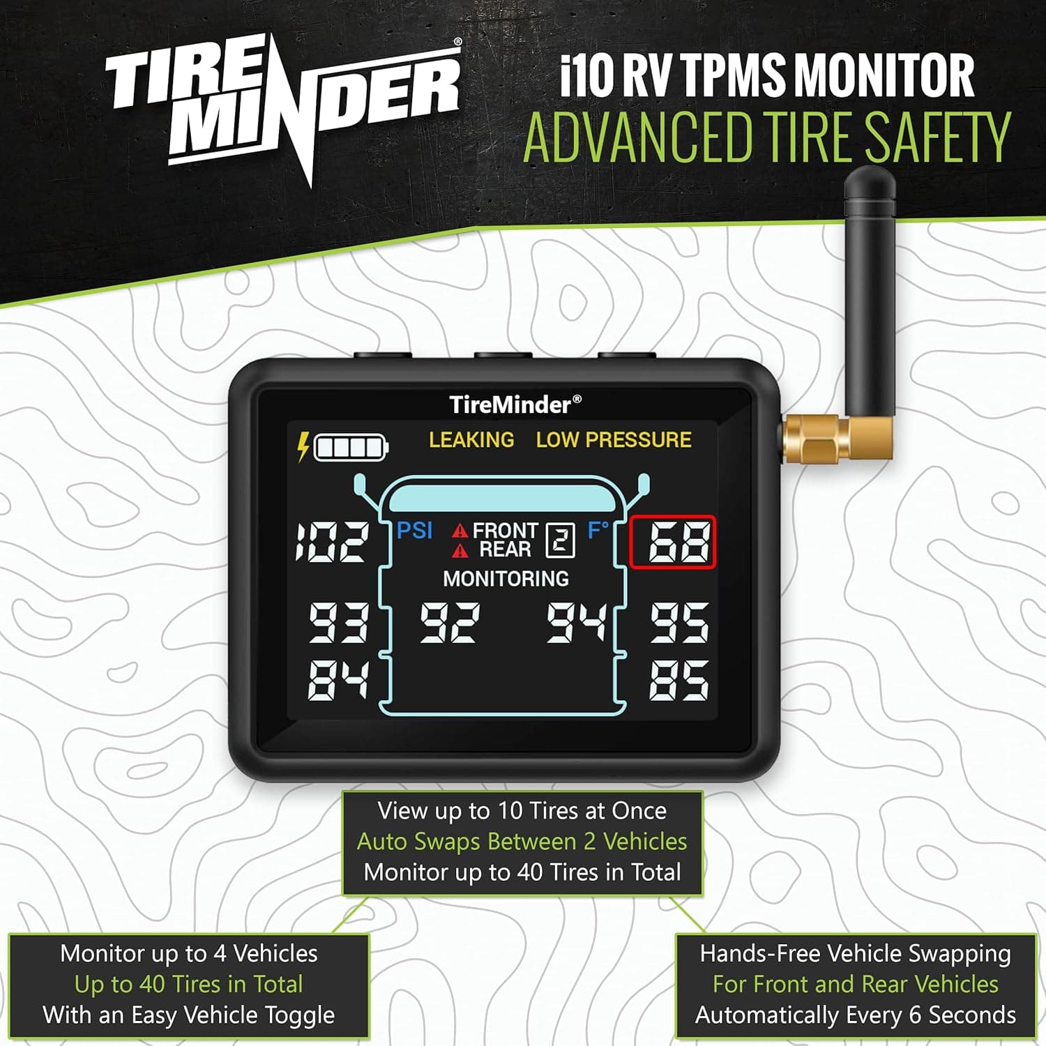 TireMinder i10 RV TPMS with 4 Transmitters