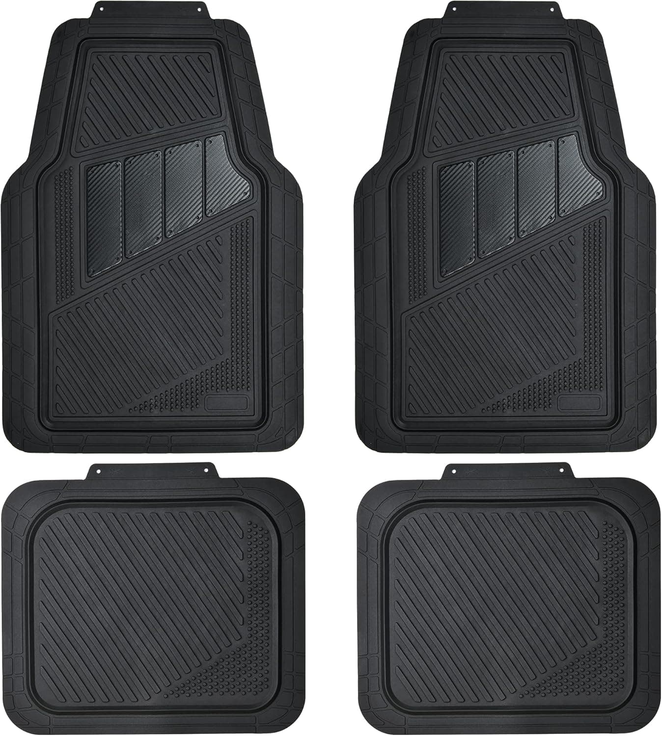 CAR PASS Heavy Duty Rubber Floor Mats 4-Piece Car Mat Set