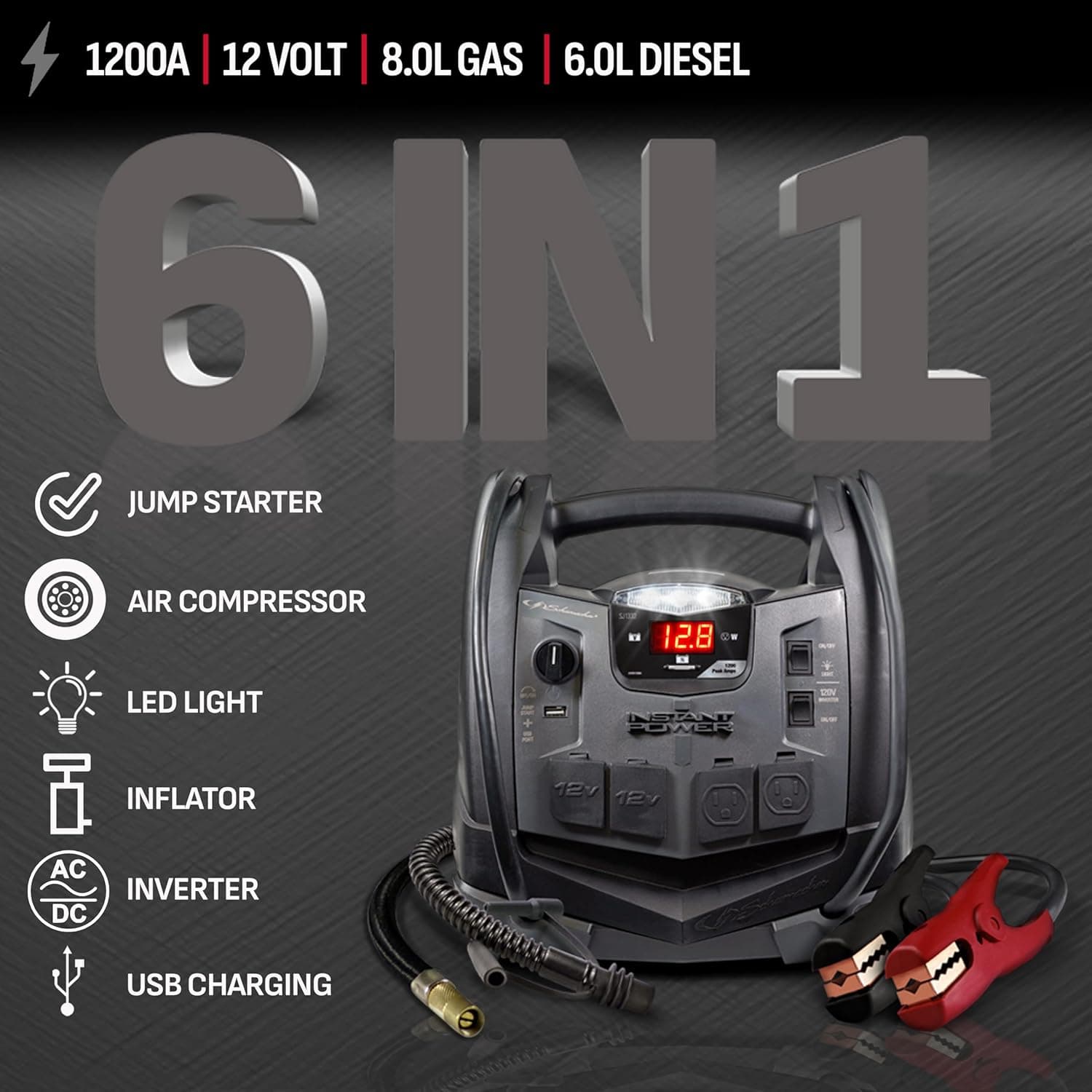 Schumacher Electric SJ1332 6-in-1 Jump Starter / Power Station