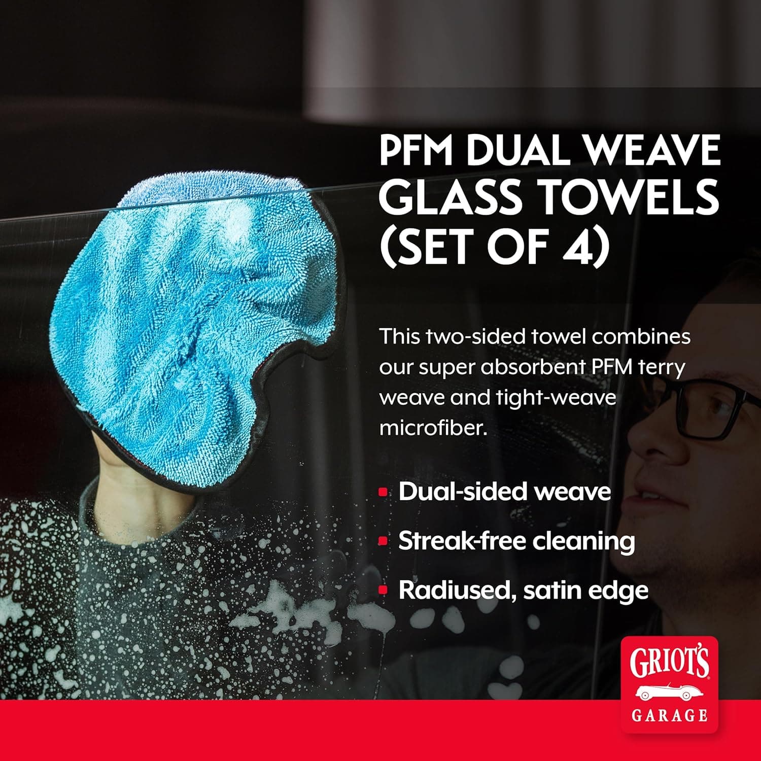 Griot's Garage PFM Dual Weave Glass Towels (Set of 4)