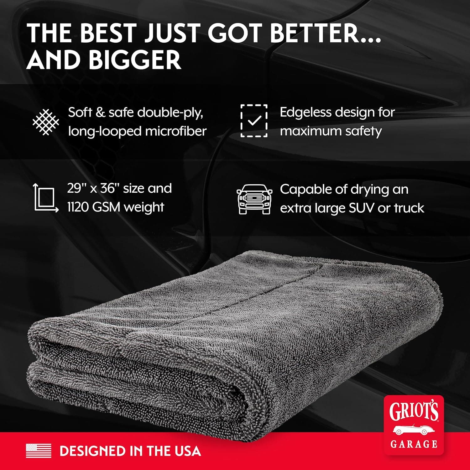 Griot's Garage Extra-Large PFM Edgeless Microfiber Drying Towel