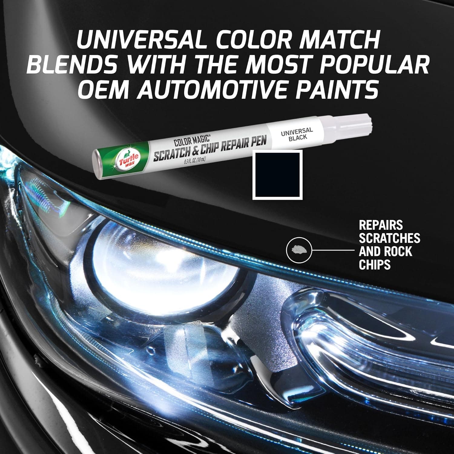 Turtle Wax Color Magic Scratch and Chip Repair Pen, Universal Black