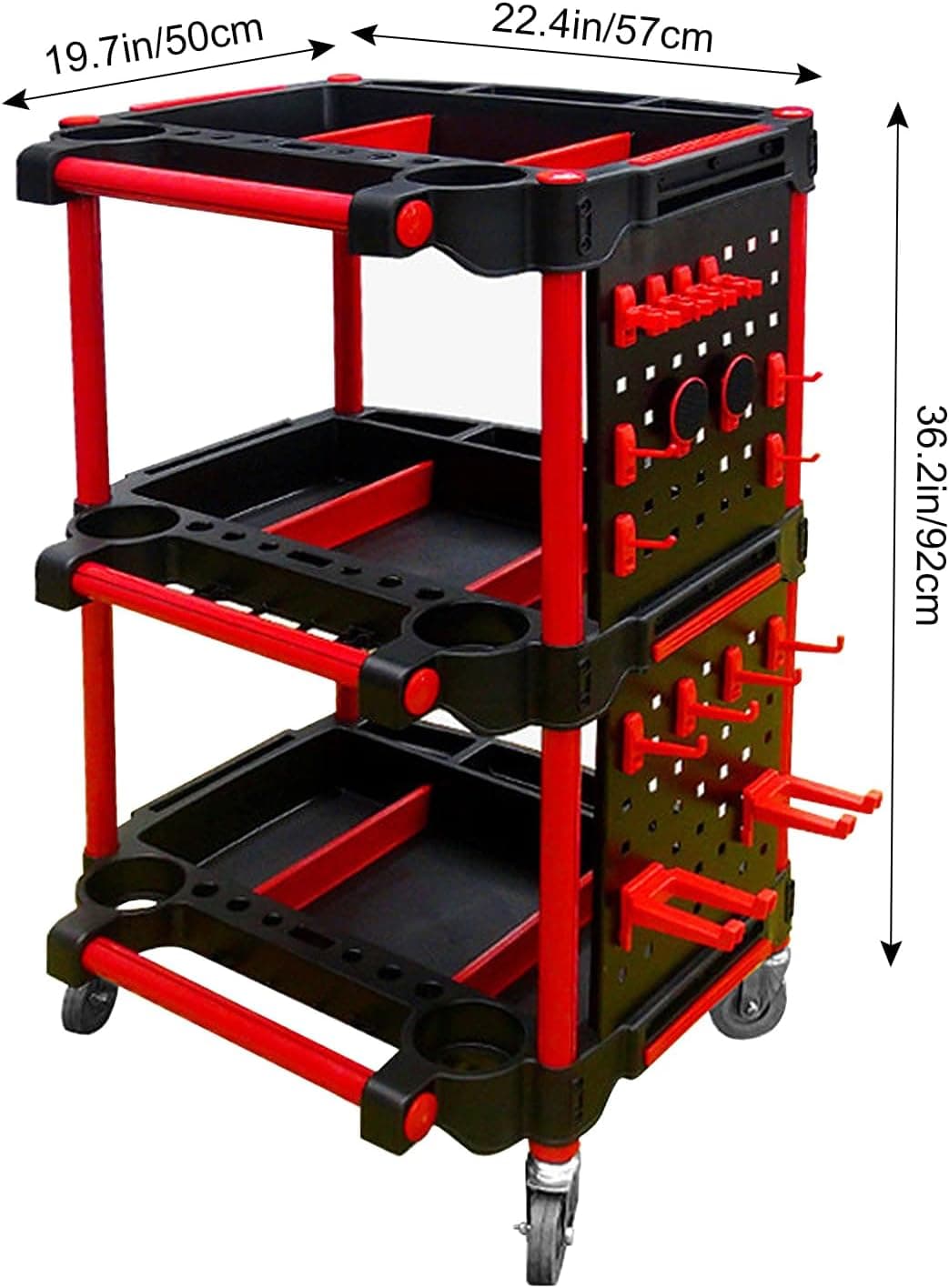 DWSFADA 3-Tier Car Detailing Cart with Wheels