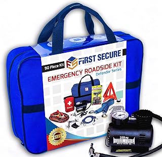 First Secure 90-Piece Emergency Roadside Kit