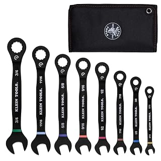 Klein Tools 69408G 8-Piece SAE Ratcheting Combination Wrench Set