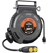 DEWENWILS Retractable Cord Reel, 60 FT Heavy Duty Extension Cord, 12AWG/3C SJTOW, 3 Grounded Outlets, 15A Circuit Breaker, Wall/Ceiling Mount — image 5