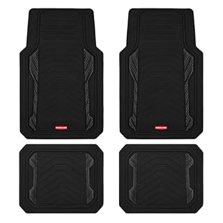 Rubbermaid Car Floor Mat, Heavy Duty All-Weather Full Set with Aluminum Inserts, Universal Trim-to-Fit