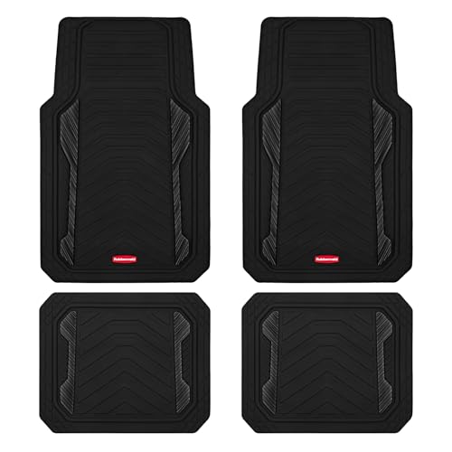Rubbermaid Car Floor Mat, Heavy Duty All-Weather Full Set with Aluminum Inserts, Universal Trim-to-Fit