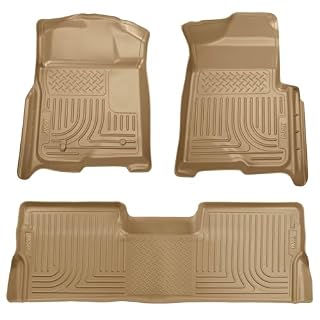 Husky Liners Weatherbeater Floor Mats - Fits 2009-2014 Ford F-150 SuperCrew, Front & 2nd Row, Tan (98333)