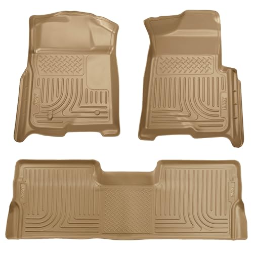 Husky Liners Weatherbeater Floor Mats - Fits 2009-2014 Ford F-150 SuperCrew, Front & 2nd Row, Tan (98333)