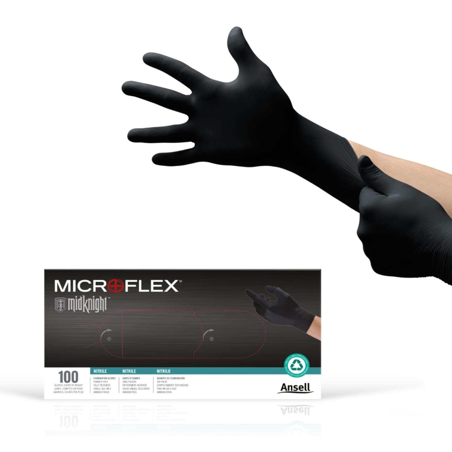 Microflex MidKnight MK-296 Black Nitrile Gloves