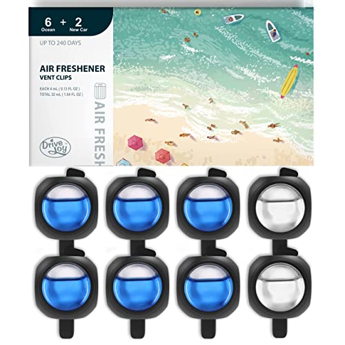 DriveJoy Car Air Freshener Vent Clips, 8-Pack (Ocean + New Car Scent)