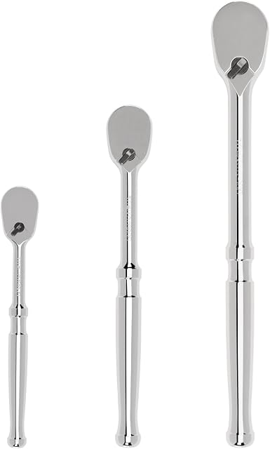 Tekton SRH91001 1/4, 3/8, 1/2 Inch Drive Ratchet Set (3-Piece)