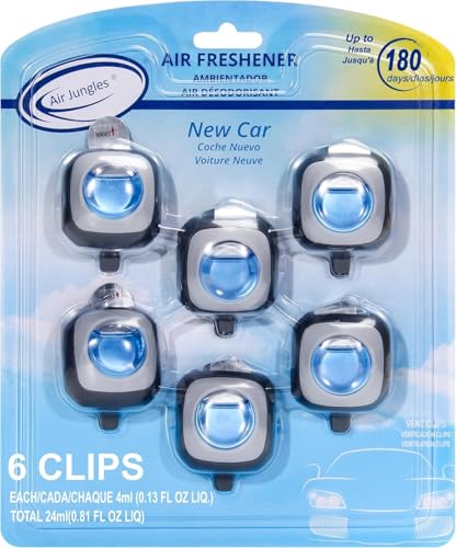 Air Jungles New Car Scent Air Freshener Vent Clip, 6 Ct
