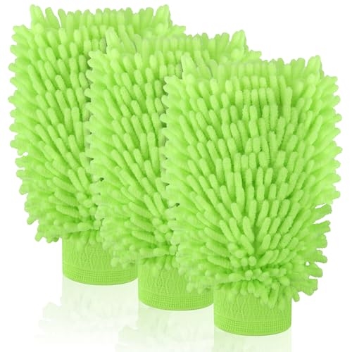 Mkobon Chenille Microfiber Car Wash Mitt 3-Pack