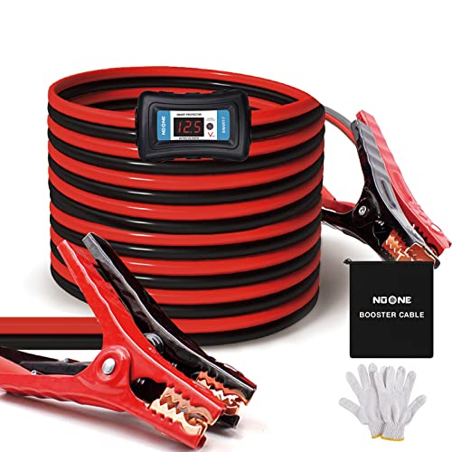 NOONE 2 Gauge 20 Feet Smart Jumper Cables with Reverse Polarity Protection