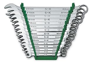 SK Tools 86265 15-Piece 12-Point Metric SuperKrome Combination Wrench Set