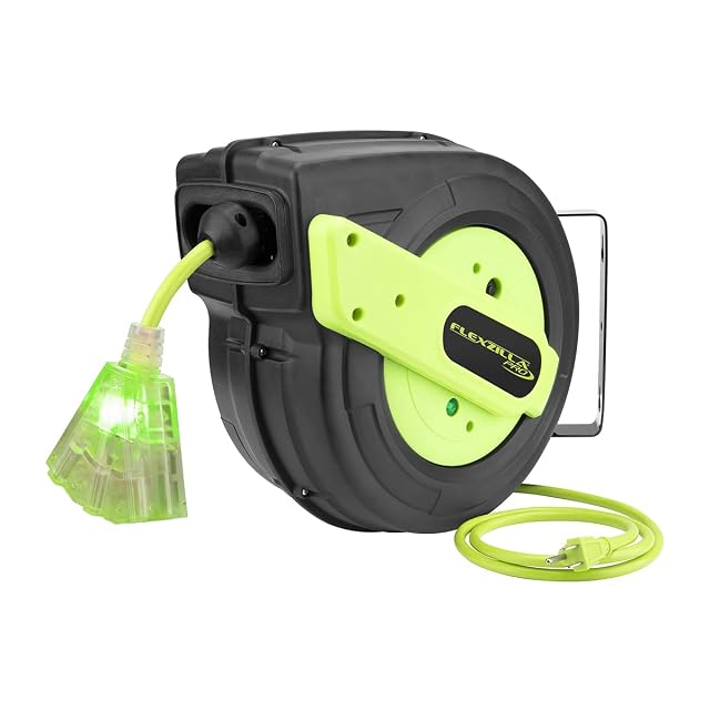 Flexzilla Retractable Extension Cord Reel, 60 ft / 12 AWG